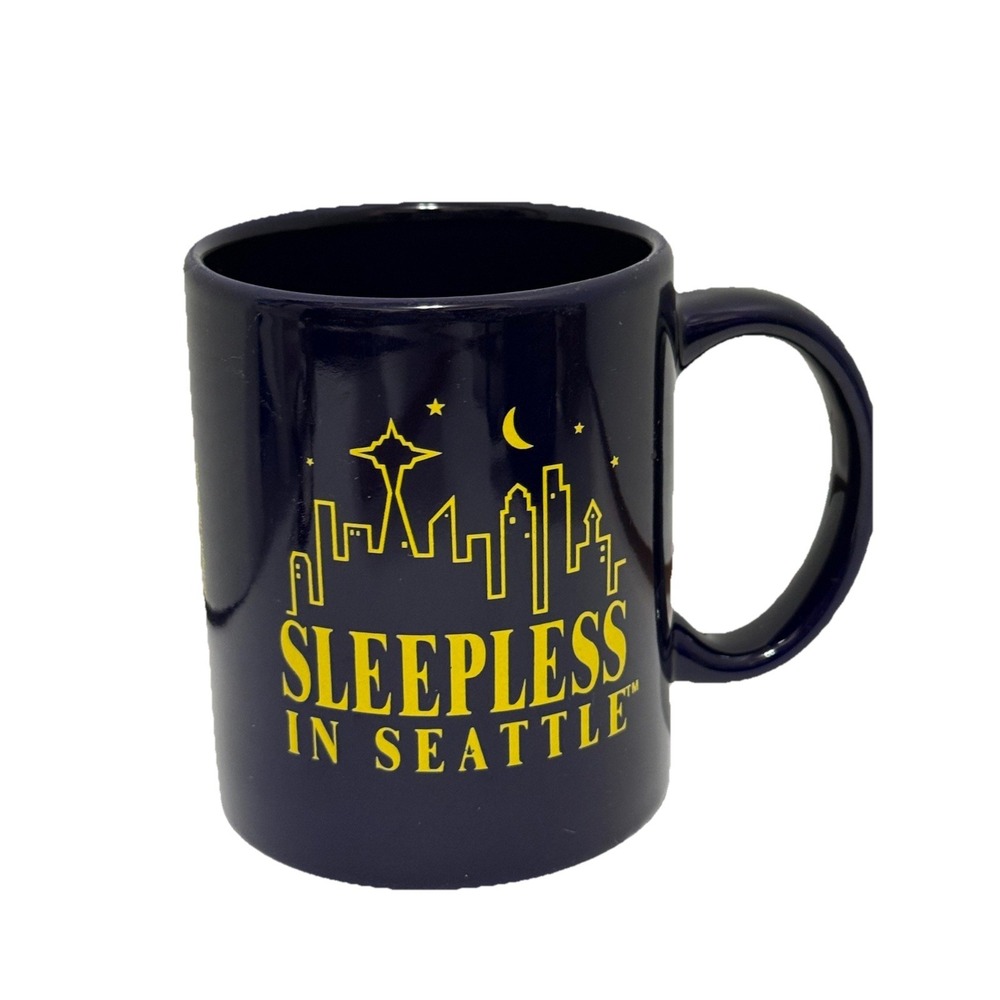 Sleepless In‎ Seattle Movie Mug 1999. Tri-Star Navy Blue Coffee Mug  Skyline